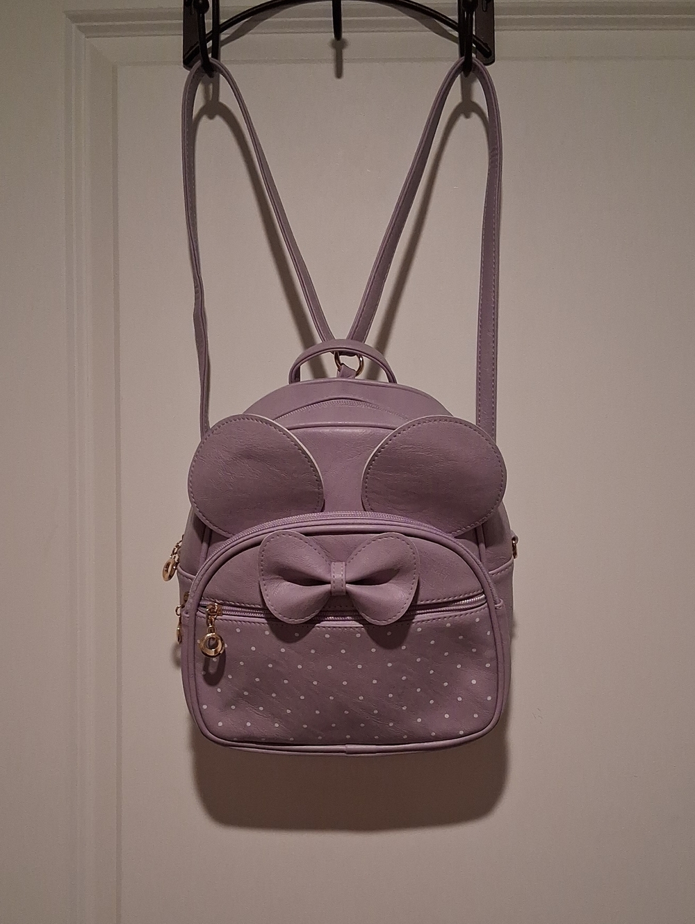 Girls Bowknot Polka Dot Lilac Bow Accent Mini Backpack - Women Bags